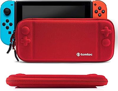 tomtoc Etui pour Nintendo Switch, Housse de Transport Rigide avec 8 Cartouches de Jeu et Une Pochette d'Accessoires pour Console Nintendo Switch - Nouvelle Arrivée, Rouge