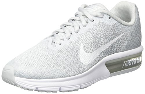 Nike Air Max Sequent 2 Gs, Chaussures de Gymnastique Fille, Blanc Cassé (Pure Platinum/White/Wolf Grey/Mtlc Platinum), 37.5 EU Nike Air Max Sequent 2 Gs, Chaussures de Gymnastique Fille, Blanc Cassé (Pure Platinum/White/Wolf Grey/Mtlc Platinum), 37.5 EU