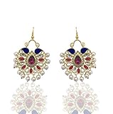 Moonstruck Metal Chandbali Hoop Traditional Earring for Women Wedding Stylish Party Wear Earings For Women (Blue)