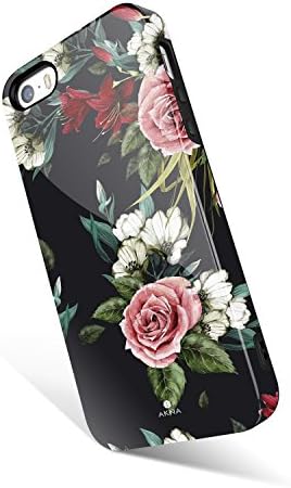 iPhone 5 / 5s /SE case for girls, Akna Charming Series High Impact Flexible Silicon Cover for iPhone5/5s/SE [Roses And Lilies](748-U.K)