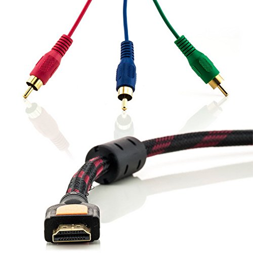 Saxonia HDMI auf 3x RCA Cinch RGB Kabel 1,5 m | Verlustfreie Übertragung digitaler Videosignale (HD) an ein RGB Medium, vergoldete Kontakte - 5
