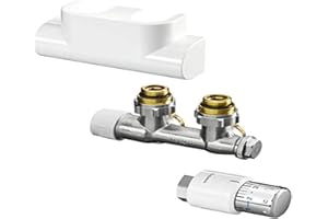 Oventrop Zubehör Set für Heizstrahler für Badezimmer, mit thermostat Uni SH Multiblock T-Form 1184184 weiß 1 Stück