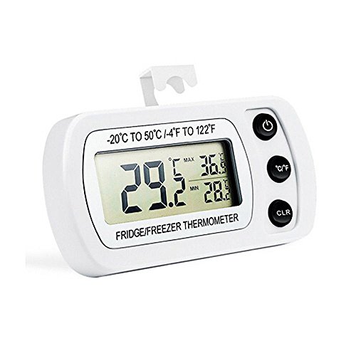 Preisvergleich Produktbild Senweit Digitales Kuehlschrank Thermometer Wasserdichter Gefrierschrank Min Max Thermometer Kühlschrank LCD Display Temperatur Monitor mit Haken für den Haushalt Gebrauch
