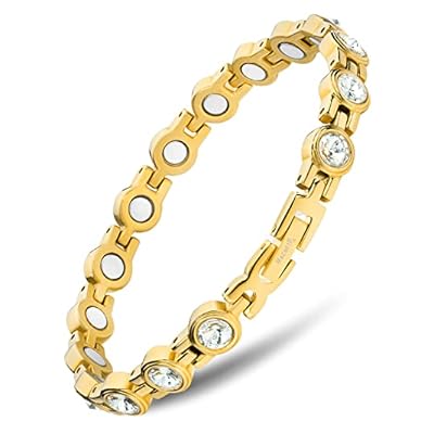 Magnetrx® Women’s Magnetic Bracelet – Elegant Magnetic Crystal Bracelets For Women – Adjustable Bracelet Length With Included Sizing Tool (gold)