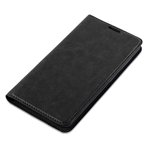Nokia Lumia 535 Custodia di Libro di Finta-Pelle in NERO DI NOTTE di Cadorabo (Disegno CHIUSURA MAGNETICA INVISIBLE) â€“ con Vani di Carte Funzione Stand e Chiusura Magnetica â€“ Protezione per Fronte e Retro Portafoglio Cover Case Wallet Book Etui Full Body