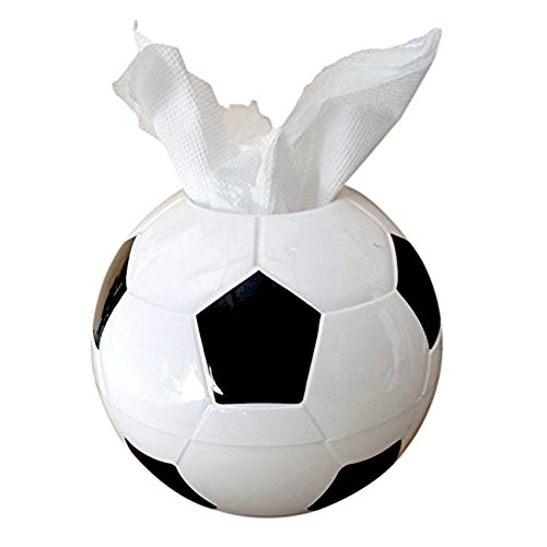 SOEKAVIA Kreative Fußball Form Kleenexboxen Taschentücherboxen Kosmetiktücher-Box Papiertaschentüchern-Box-Weiß