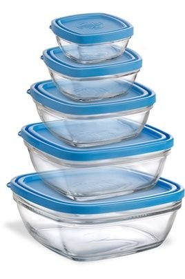 Duralex Vorratsdosen mit Deckel, stapelbar, 9 / 11 / 14 / 17 / 20 cm, 5 Stück