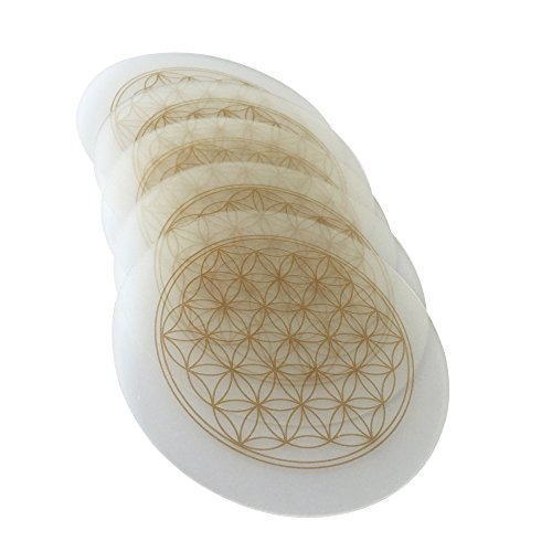 5 x Untersetzer Blume des Lebens mit Golddruck, Untersetzer für Trinkgläser, Flaschen, Blumentöpfe - 2