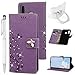 Produktbild idlehour Handyhülle Flip Case für Huawei P30 Lite, PU Leder Case Cover Magnet Schutzhülle Tasche Schutz Cover Flipcase Etui Brieftasche Flipcover mit Ständer und Magnetverschluss, Hellviolett