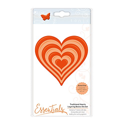 Tonic Studios Layering Basics-Traditional Heart, Metal, Grey, 10.1 x 10.7 x 0.1 cm
