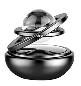 Miwings Solar Power Rotating Design Alloy Body Car Interior Decoration Air Freshener Perfum, with Organic Fragrance (Crystal Black)