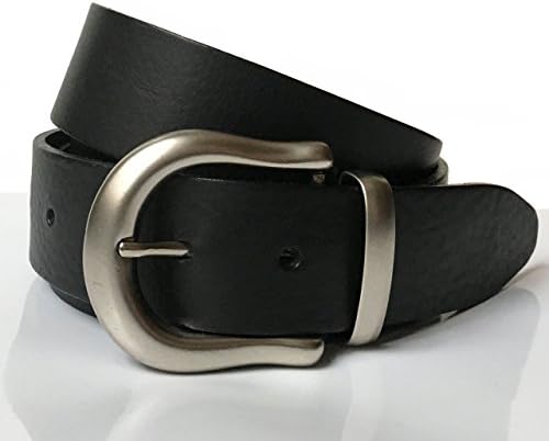 Black Leather Belt for Men Handmade in UK 1" 1/2 ca. 4cm with Matt Silver Pin Buckle and Silver Loop with Extra Leather Loop Leather Strap also in Tan, Smooth Brown, Vintage Brown or Navy