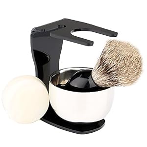 VERY100 4 in 1 Men's Shaving Set Brush + Steel Stand Holder + Safety Razor +Bowl Mug - Image 6