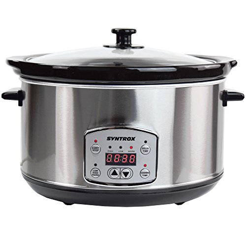 Syntrox Germany 6,5 Liter Digitaler Edelstahl Slow Cooker mit Timer und Warmhaltefunktion - 5