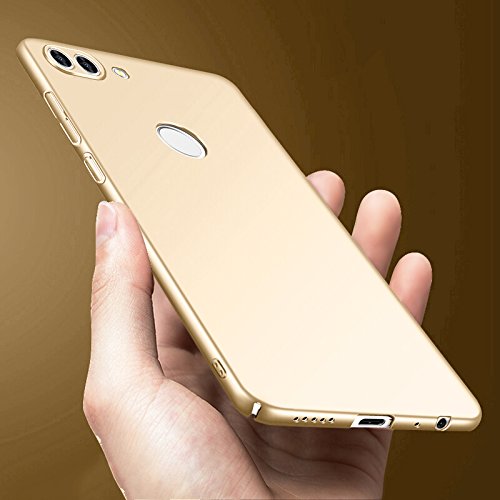 Custodia Huawei P Smart, EasyBee PC Shell Duro Case Ultra Sottile [Anti-Graffio] [Anti-Impronte] Metal texture Protezione Cover per Huawei P Smart/Enjoy 7s, Oro