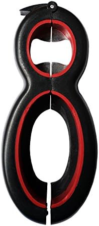 Multi Opener 6 in 1 &amp; Can Jar Beer Bottle Opener - for Bottle Caps &amp; Tops, Pull Tabs - Stainless Steel + PP (TPR Handle) - Red
