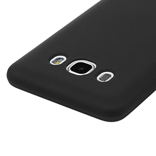 Lanveni Samsung Galaxy J5 2016 Hülle, Handyhülle Samsung Galaxy J5 2016 Hülle Etui Protective Case Cover TPU Silikon Schutzhülle Bumper Handytasche TPU-Bumper Weiche Silikon Case mit Glänzender Oberfläche Cover Design (Schwarz) + 1 x Stylus Stift + 1 x Staubdichte Stecker - 6