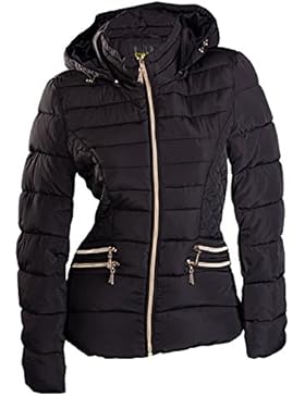 TOP DAMEN WINTER JACKE KURZ STEPP DAUNEN OPTIK ÜBERGANGJACKE KAPUZE SKIJACKE S M L XL XXL