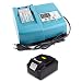 Produktbild 18V 3.0Ah Ersatz Akku mit Ladegerät für Makita Rasentrimmer DUR181Z Staubsauger DCL182Z DCL180Z Heckenschere DUH523Z Schlagschrauber DTW285Z Handkreissäge DHS680Z DSS501Z DSS501Y1J Batterie