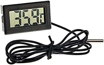 HzDirect Mini Digital LCD Display Indoor Temperature Meter Embedded Thermometer Temp Sensor with Probe Celsius for Fridges Freezers (Black)