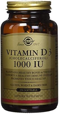 Solgar, Natural Vitamin D3 (Cholecalciferol), 1000 IU, 250 Capsules molles, sans gluten, sans soja