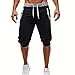 Produktbild Ba Zha Hei Männer Kurz geschnittene Hosen Jogginghose Männer Sport Fitness Jogging elastische Stretchy Bodybuilding Bermuda Jogginghose lose gerade dünne Taille Shorts Hosen Shorts Hose Sommerhosen Pants Hosen (L, Schwarz)