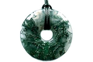 GeoFossils 30mm Gemstone Munay Ki Pi Stone Donut (Green Moss Agate)