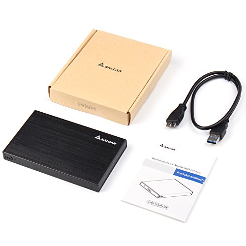 Salcar Aluminium Externes 2,5 Zoll Festplattengehäuse mit SATA 3 USB 3.0 Kabel SATA I/II/III 2.5″ HDD SSD Case Gehäuse Alugehäuse UASP (Schwarz) - 7