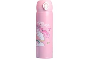 UZSXHJ Botella De Agua De Unicornio,Botella Isotérmica para Niños,Cantimplora Infantil,Botella Térmica para Niños 350ml,Botella De Agua De Unicornio para Niña,Un Gran Regalo para Colegios y Familias