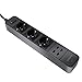 Produktbild COOSA 3 Fach Steckdosenleiste mit Schalter + 4 Port USB Ladegerät mit EU Stecker 1.8M Stromkabel Überspannungsschutz Steckdose EU Stecker, EU Steckdosen für PC, iPhone, iPad, iPod, Smartphones, Samsung Galaxy, Android-Geräte, Tablets, Kamera, Tischlampe, Computer usw. (Schwarz)
