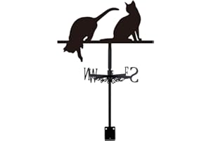 SUPERDANT Cat Weather Vane Cat Silhouette Weathervane for Roof Cute Cats Wind Vanes for Sheds Black Wind Direction Indicator for Farmhouse Yard Farm Shed Garden Decoration