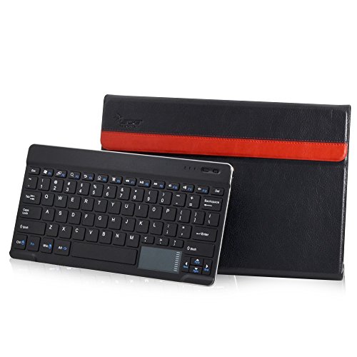 LEICKE Sharon | Funda con teclado inalámbrico para Samsung Galaxy Note PRO 12.2 | Teclado Bluetooth desmontable | Con función Touchpad | (Teclado QWERTY inglés con posibilidad de configurar en Español)