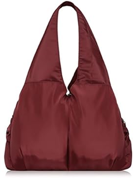 Qearly Multi-Farben Nylon Tasche Handtasche Shopper Tasche-Braun