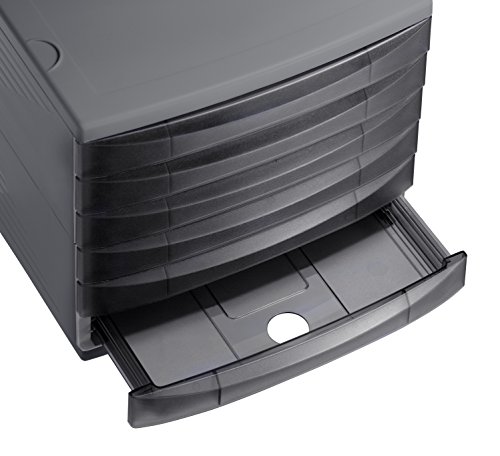 Rotho 1108105519 Schubladenbox Bürobox Quadra aus Kunststoff (PS), 6 geschlossene Schübe, A4-Format, hochwertige Qualität, circa 37 x 28 x 25 cm, Anthrazit/Grün Bürobox, Plastik, 27 x 28 x 25 cm - 2