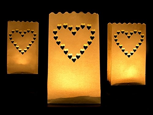SiDeSo® 10 Stück Lichtertüten Herzen klein Hochzeit Deko - 2