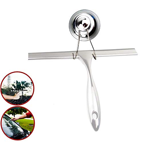 Seccatoio di Vetro, Bagno Doccia Finestra Pulito Acciaio Inossidabile Seccatoio con Supporto per Ganci a Ventosa per Cucina/Vetro Auto/Specchio/Porta Doccia/Tegola