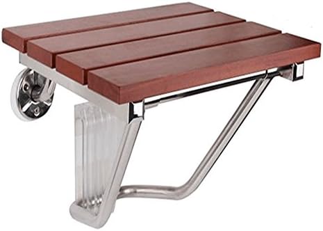 YXHZ® Folding shower stool, Bath chair Wall-mounted Solid wood board + stainless steel bracket Paint process Comfortable Non-slip Pregnant women The elderly Chestnut color 380 * 338cm, 300 * 258cm Aid and safety ( Color : #2 )
