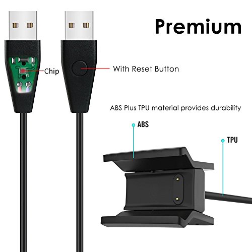 CAVN 2 Packs 55cm Chargeur Fitbit Alta HR Avec Bouton de R  initialisation Chargeur USB Rechargeable C  ble de Charge pour Bracelet Fitbit Alta HR Fitness  Noir