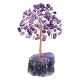 Crystaltears Amethyst Crystal Tree Natural Reiki Healing Crystals Gemstone Bonsai Money Trees Wrapped On Fluorite Crystals Stone Base Feng Shui Crystal Gift For Christmas Home Decor 4.7"-5.1"