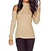 Produktbild Elecenty Damen Schmale Passform Rundkragen Stricken Strickjacke Pullover Bluse,Pulli Sweatshirt Strickpullover Sweater Jumper Schulterfrei Tops Langarmshirt Weihnachten Winterpullover (Beige, S)