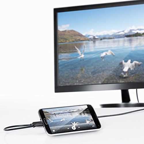CSL – 4m MHL zu HDMI Adapterkabel für Samsung S3 / S4 / S5 , Galaxy Note | MicroUSB zu HDMI | 11 polig | Mobile High Definition / Full HD | Bild + Tonübertragung | schwarz - 4