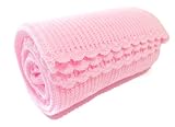 The Knit Wit - Handmade Knitted Baby Blanket in Pale Pink - Large 76cm x 76cm
