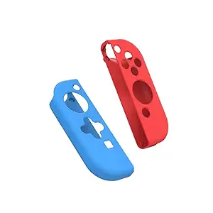 PSS Silicone Case Cover Skins Protective Soft Shell for NS Switch Joy-Con Controller GAMEPAD Skin Clear (RED BLUE)