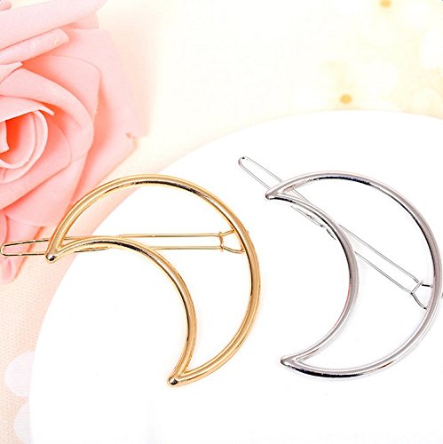 CINEEN 8 Stück Stilvoll Haarspange Metall Feder Blatt Haarklammern Dreieck Mond Geometrische Haarschmuck Kopfschmuck Haar Zubehör Gold und Silber - 4