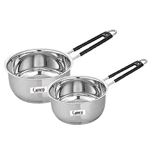 CAMRO Extra DEEP Sauce PAN ENCAPSULATED Bottom Induction Base Stainless Steel Set of 2 (1.1 LTR & 1.5 LTR)