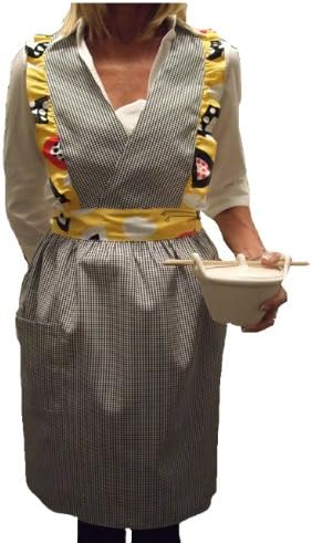 American Hostess Victorian Ruffle Apron, Black and White Check Pattern