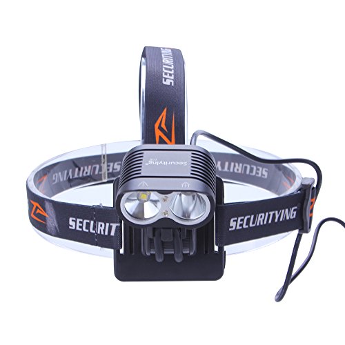 SecurityIng® 1800 Lumen 4 Modi 2X XM-L2 LED Fahrrad Licht Special Design Super Bright Fahrrad-Licht-Lampen LED-Scheinwerfer LED-Scheinwerfer Taschenlampe mit 8.4V 4000mAh Akku & Ladegerät (Black) - 5