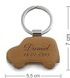 Ein sehr schöner Holz Schlüsselanhänger in Autoform mit Gravur, Motiv und Wunschtext - 2