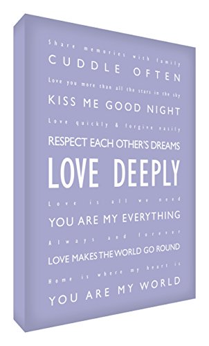 Feel Good Art Gallery Wrapped Modern Box Canvas with Solid Front Panel (30 x 20 x 4 cm, Lilac, Love Deeply Design)