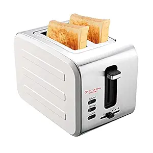 DUVERRA 900-Watt Stainless Steel Body 2 Slice Pop-up Toaster, Removable Crumb Tray, white